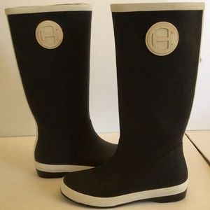 Cole Haan Nike Air Devyn Black Tall Waterproof Rain Boots NWOT